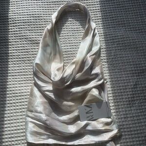 Zara Iridescent Silk Cowl Neck!📀🪩